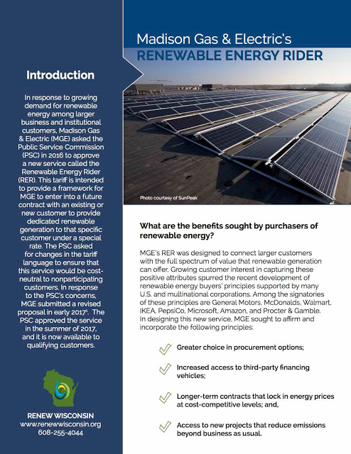 Madison Gas & Electric’s “Renewable Energy Rider” Ready for Action