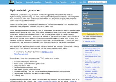 Wisconsin Department of Natural Resources Hydropower