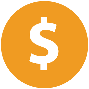 Orange circle with dollar sign icon. 