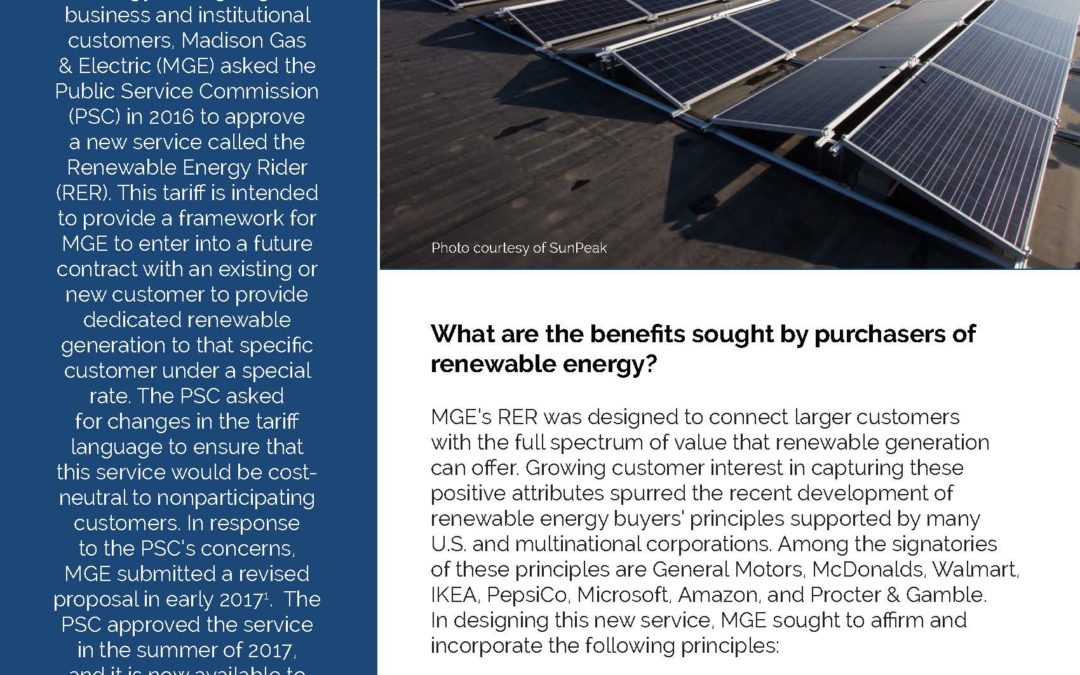 MGE Renewable Energy Rider